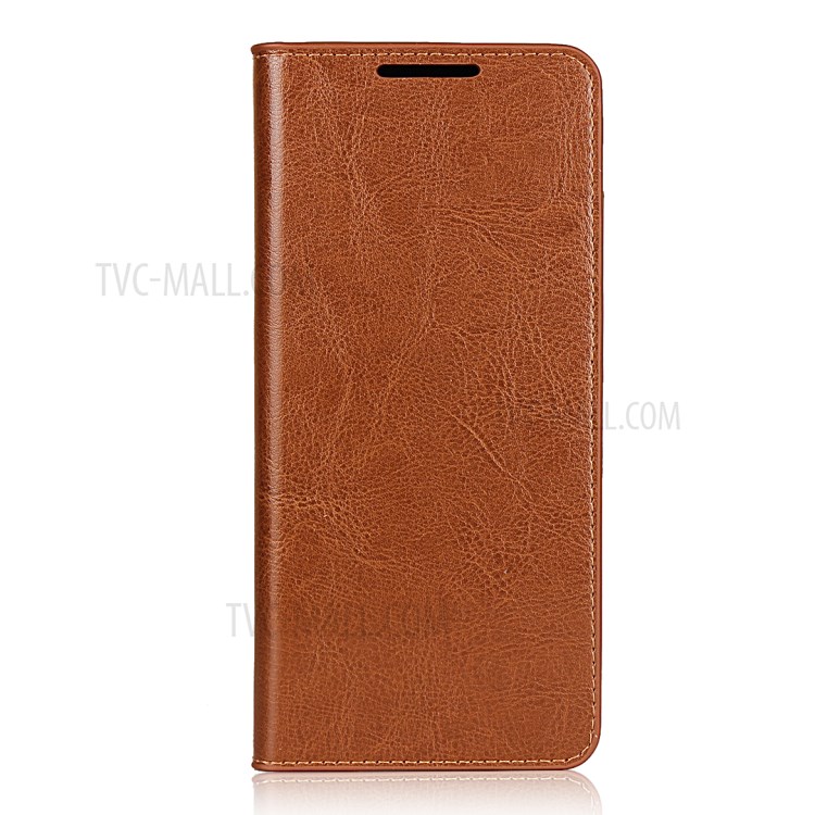 Crazy Horse Genuine Leather Wallet Stand Phone Cover for Samsung Galaxy S20 Ultra - Light Brown-2