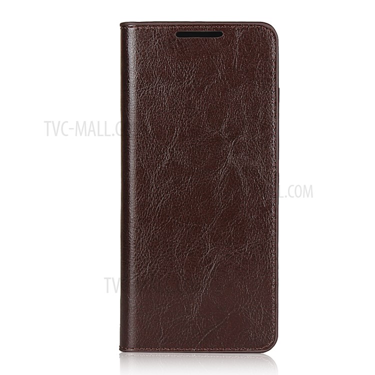 Crazy Horse Genuine Leather Wallet Stand Phone Cover for Samsung Galaxy S20 Ultra - Dark Brown-2