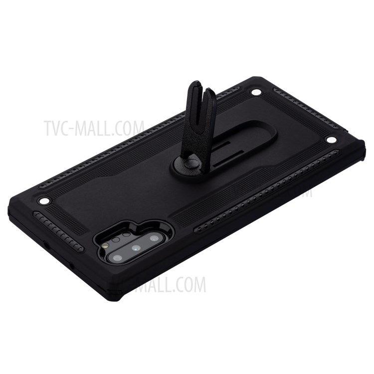 Air Outlet Clip Kickstand PC + TPU Hybrid Case for Samsung Galaxy Note 10 Plus/Note 10 Plus 5G - Black-5