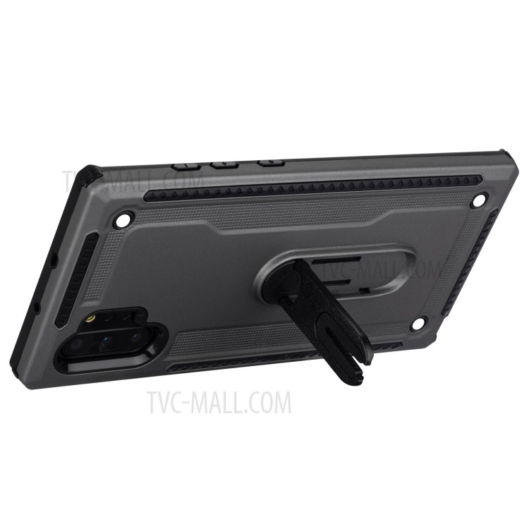 Air Outlet Clip Kickstand PC + TPU Hybrid Case for Samsung Galaxy Note 10 Plus/Note 10 Plus 5G - Grey-4