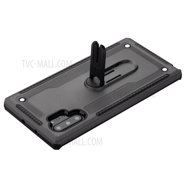 Air Outlet Clip Kickstand PC + TPU Hybrid Case for Samsung Galaxy Note 10 Plus/Note 10 Plus 5G - Grey-5