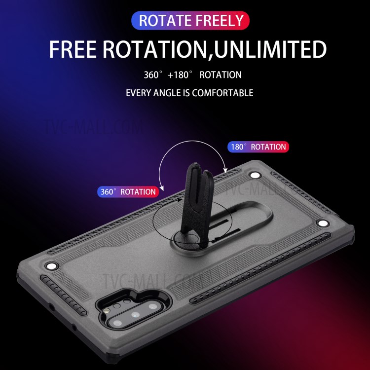 Air Outlet Clip Kickstand PC + TPU Hybrid Case for Samsung Galaxy Note 10 Plus/Note 10 Plus 5G - Grey-6