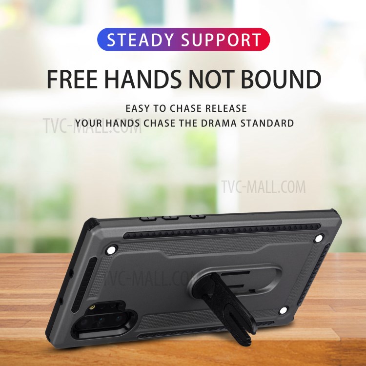 Air Outlet Clip Kickstand PC + TPU Hybrid Case for Samsung Galaxy Note 10 Plus/Note 10 Plus 5G - Grey-7