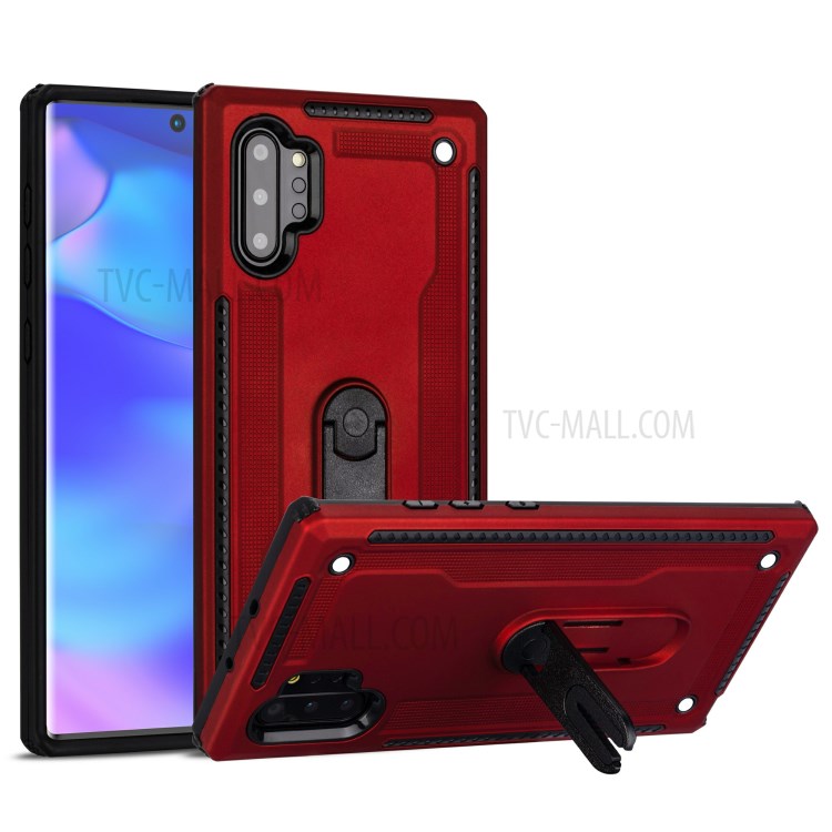 Air Outlet Clip Kickstand PC + TPU Hybrid Case for Samsung Galaxy Note 10 Plus/Note 10 Plus 5G - Red-1
