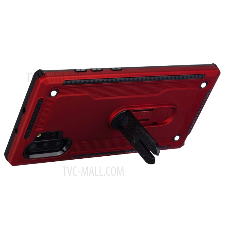 Air Outlet Clip Kickstand PC + TPU Hybrid Case for Samsung Galaxy Note 10 Plus/Note 10 Plus 5G - Red-4