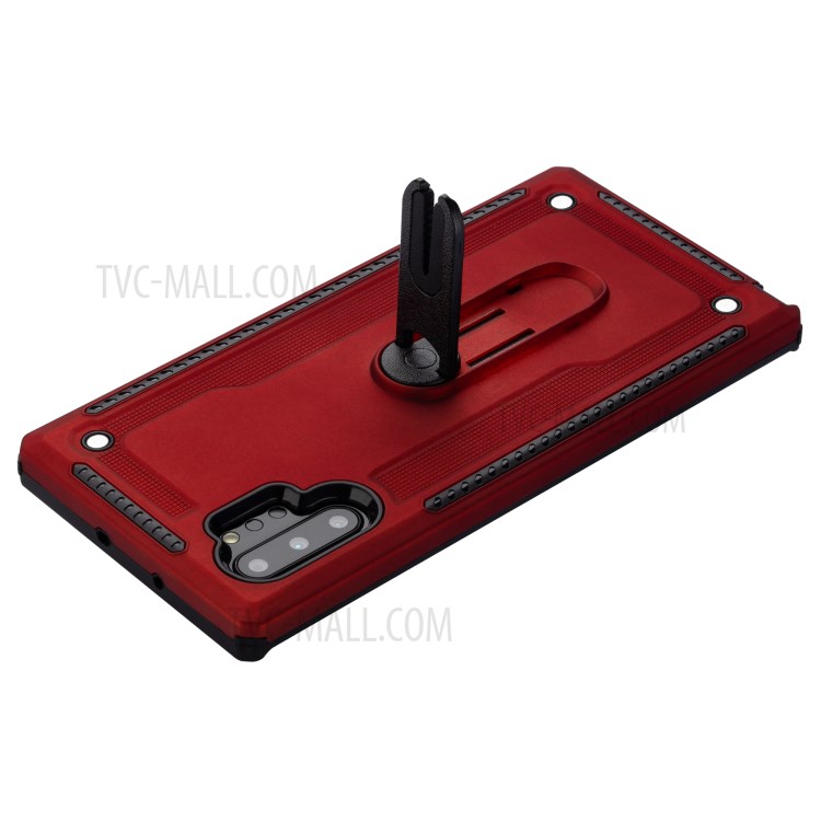 Air Outlet Clip Kickstand PC + TPU Hybrid Case for Samsung Galaxy Note 10 Plus/Note 10 Plus 5G - Red-5