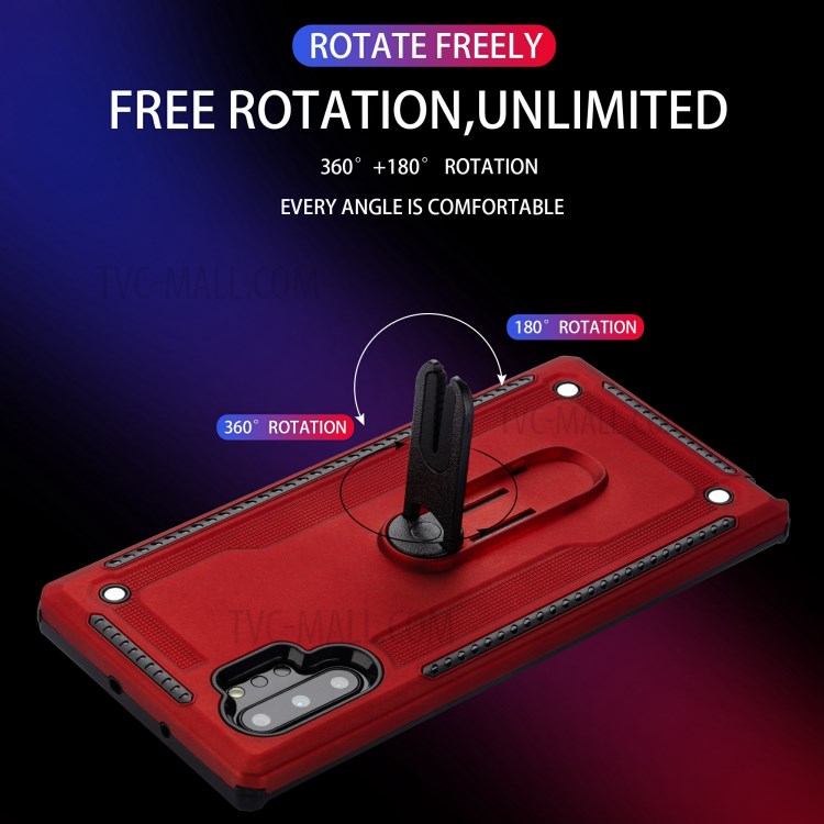 Air Outlet Clip Kickstand PC + TPU Hybrid Case for Samsung Galaxy Note 10 Plus/Note 10 Plus 5G - Red-6