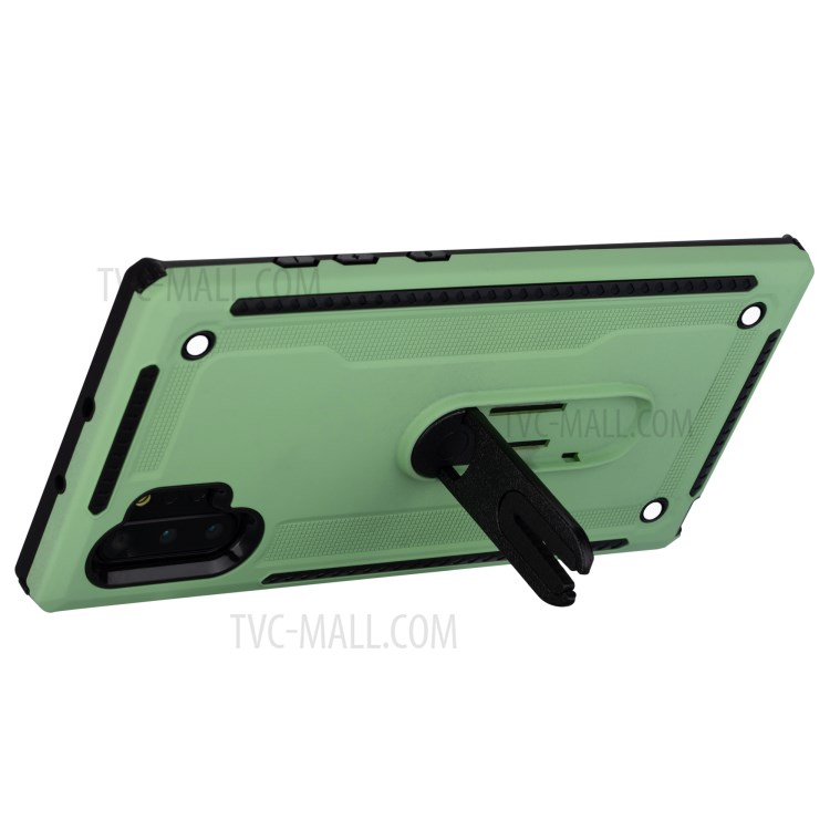 Air Outlet Clip Kickstand PC + TPU Hybrid Case for Samsung Galaxy Note 10 Plus/Note 10 Plus 5G - Green-5