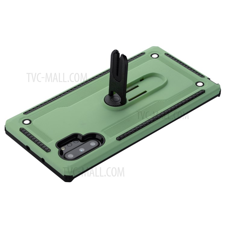 Air Outlet Clip Kickstand PC + TPU Hybrid Case for Samsung Galaxy Note 10 Plus/Note 10 Plus 5G - Green-6