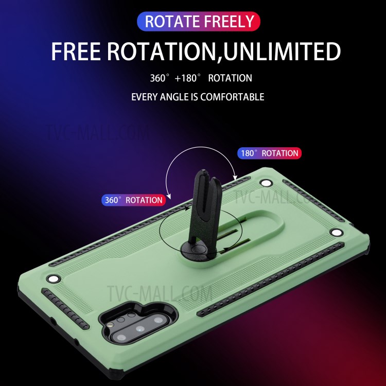 Air Outlet Clip Kickstand PC + TPU Hybrid Case for Samsung Galaxy Note 10 Plus/Note 10 Plus 5G - Green-7