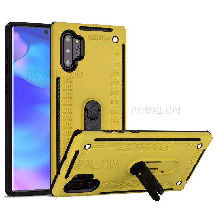 Air Outlet Clip Kickstand PC + TPU Hybrid Case for Samsung Galaxy Note 10 Plus/Note 10 Plus 5G - Yellow-1