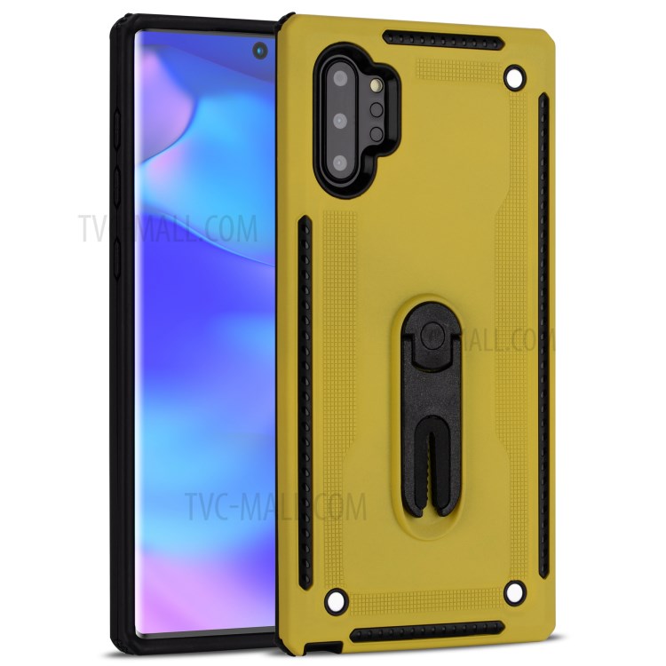 Air Outlet Clip Kickstand PC + TPU Hybrid Case for Samsung Galaxy Note 10 Plus/Note 10 Plus 5G - Yellow-2