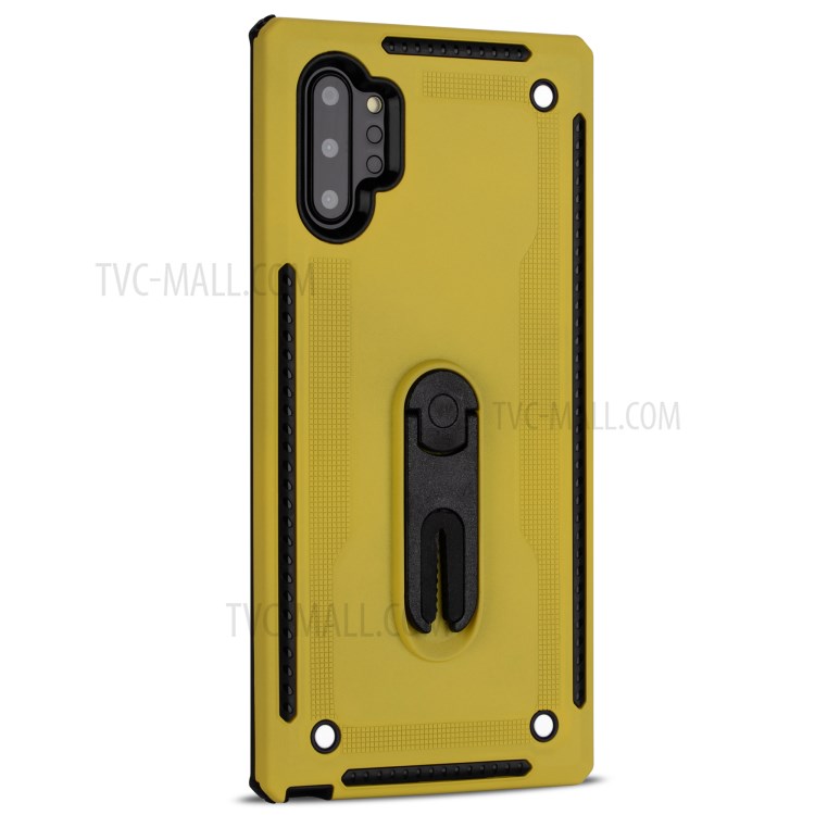 Air Outlet Clip Kickstand PC + TPU Hybrid Case for Samsung Galaxy Note 10 Plus/Note 10 Plus 5G - Yellow-3