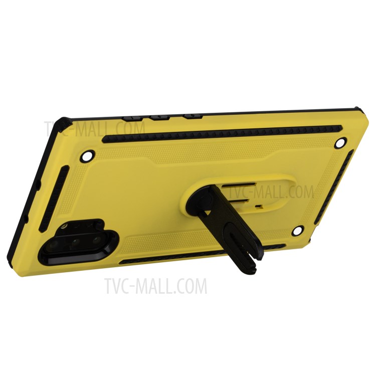 Air Outlet Clip Kickstand PC + TPU Hybrid Case for Samsung Galaxy Note 10 Plus/Note 10 Plus 5G - Yellow-4