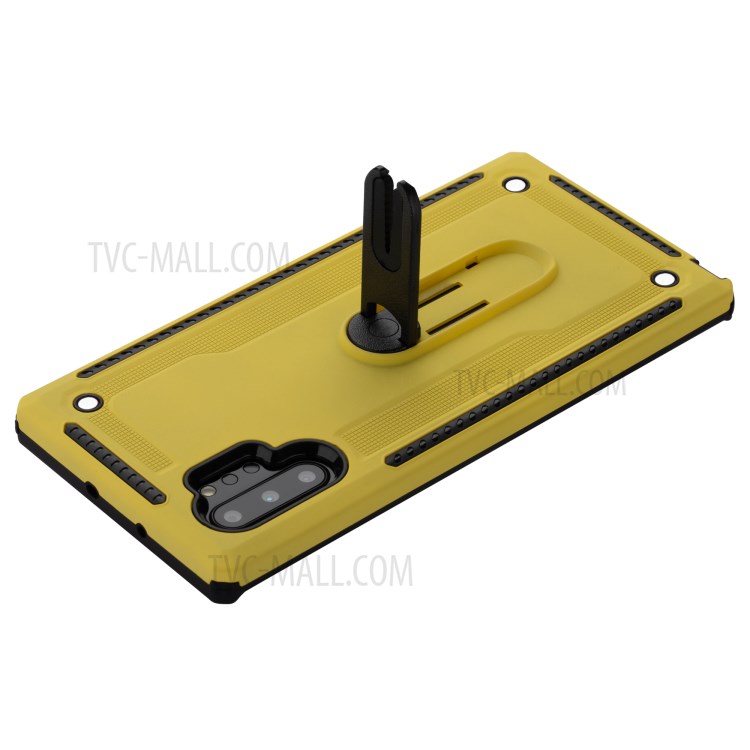 Air Outlet Clip Kickstand PC + TPU Hybrid Case for Samsung Galaxy Note 10 Plus/Note 10 Plus 5G - Yellow-5