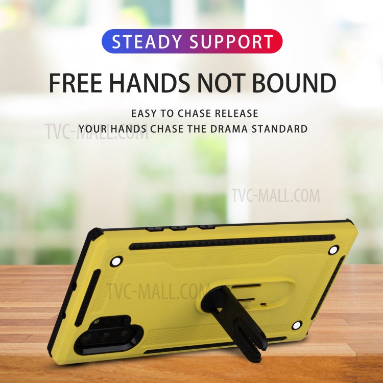 Air Outlet Clip Kickstand PC + TPU Hybrid Case for Samsung Galaxy Note 10 Plus/Note 10 Plus 5G - Yellow-7