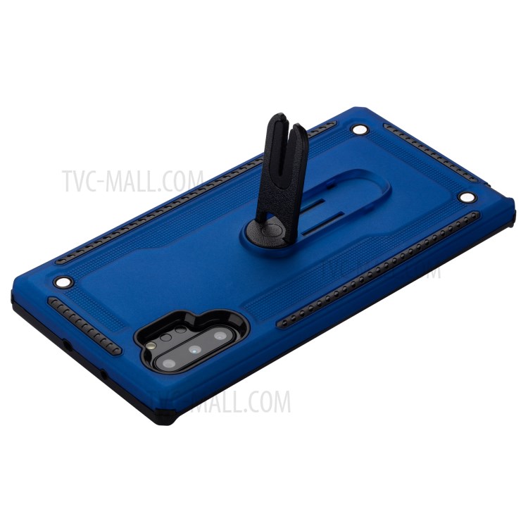 Air Outlet Clip Kickstand PC + TPU Hybrid Case for Samsung Galaxy Note 10 Plus/Note 10 Plus 5G - Dark Blue-5