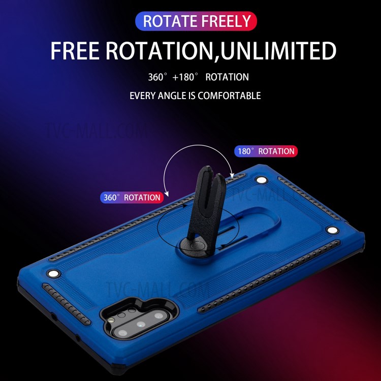 Air Outlet Clip Kickstand PC + TPU Hybrid Case for Samsung Galaxy Note 10 Plus/Note 10 Plus 5G - Dark Blue-6
