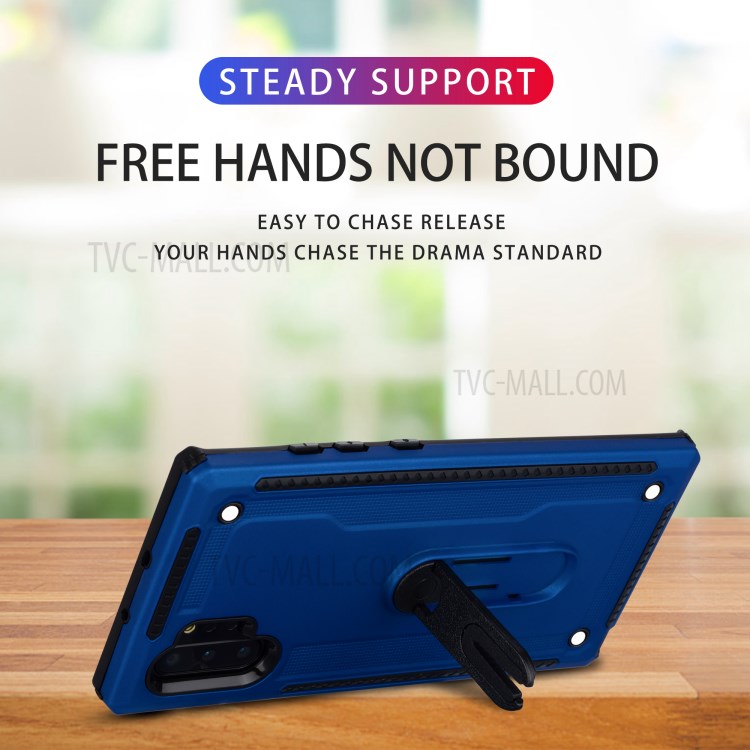Air Outlet Clip Kickstand PC + TPU Hybrid Case for Samsung Galaxy Note 10 Plus/Note 10 Plus 5G - Dark Blue-7
