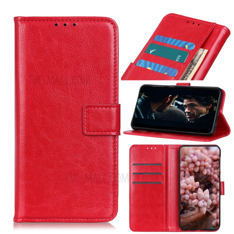 Crazy Horse Texture Wallet Stand Leather Phone Case for Samsung Galaxy A81 / Note 10 Lite - Red-1