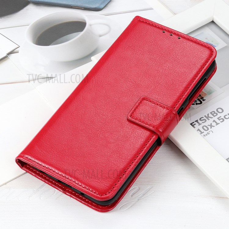 Crazy Horse Texture Wallet Stand Leather Phone Case for Samsung Galaxy A81 / Note 10 Lite - Red-10
