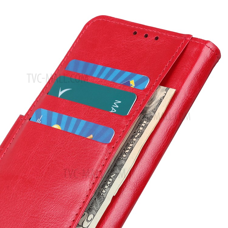 Crazy Horse Texture Wallet Stand Leather Phone Case for Samsung Galaxy A81 / Note 10 Lite - Red-5