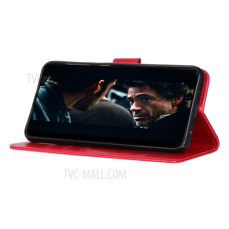 Crazy Horse Texture Wallet Stand Leather Phone Case for Samsung Galaxy A81 / Note 10 Lite - Red-7