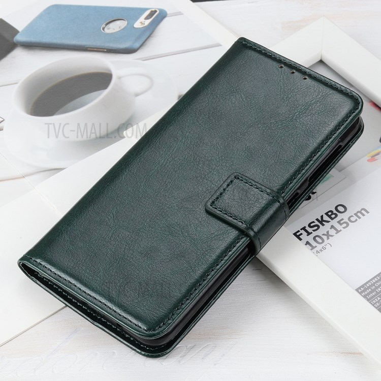 Crazy Horse Texture Wallet Stand Leather Phone Case for Samsung Galaxy A81 / Note 10 Lite - Green-10