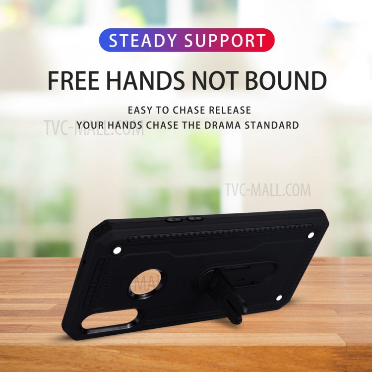 Air Outlet Clip Kickstand PC + TPU Combo Case for Samsung Galaxy A20s - Black-6