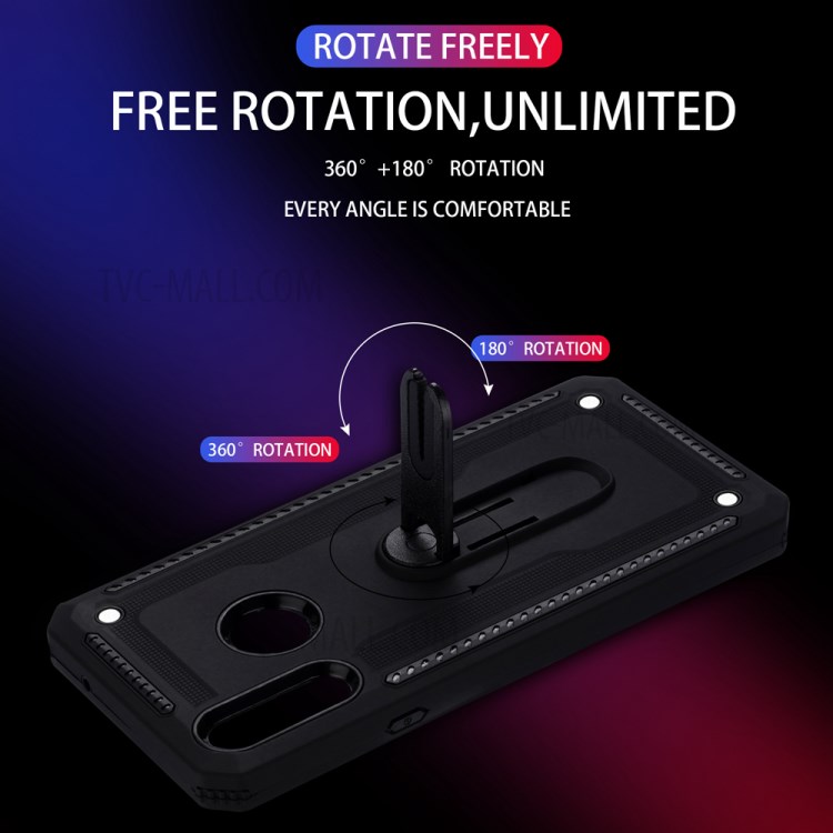 Air Outlet Clip Kickstand PC + TPU Combo Case for Samsung Galaxy A20s - Black-7