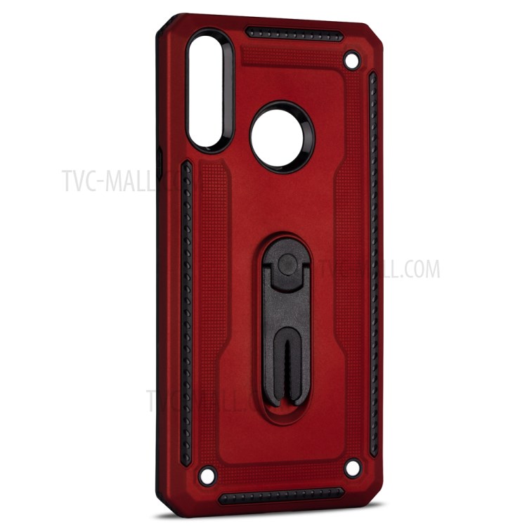 Air Outlet Clip Kickstand PC + TPU Combo Case for Samsung Galaxy A20s - Red-3