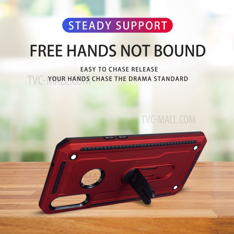 Air Outlet Clip Kickstand PC + TPU Combo Case for Samsung Galaxy A20s - Red-6