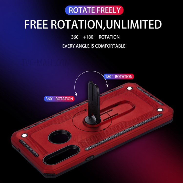 Air Outlet Clip Kickstand PC + TPU Combo Case for Samsung Galaxy A20s - Red-7