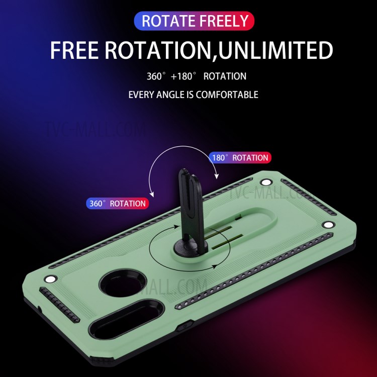 Air Outlet Clip Kickstand PC + TPU Combo Case for Samsung Galaxy A20s - Green-7