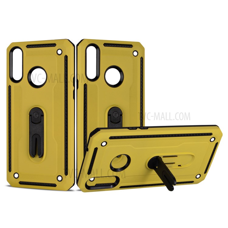 Air Outlet Clip Kickstand PC + TPU Combo Case for Samsung Galaxy A20s - Yellow-1