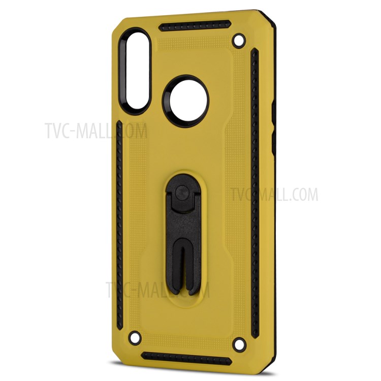 Air Outlet Clip Kickstand PC + TPU Combo Case for Samsung Galaxy A20s - Yellow-2