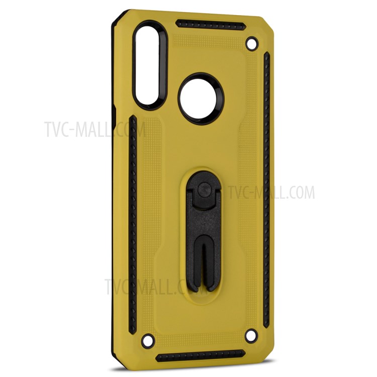 Air Outlet Clip Kickstand PC + TPU Combo Case for Samsung Galaxy A20s - Yellow-3