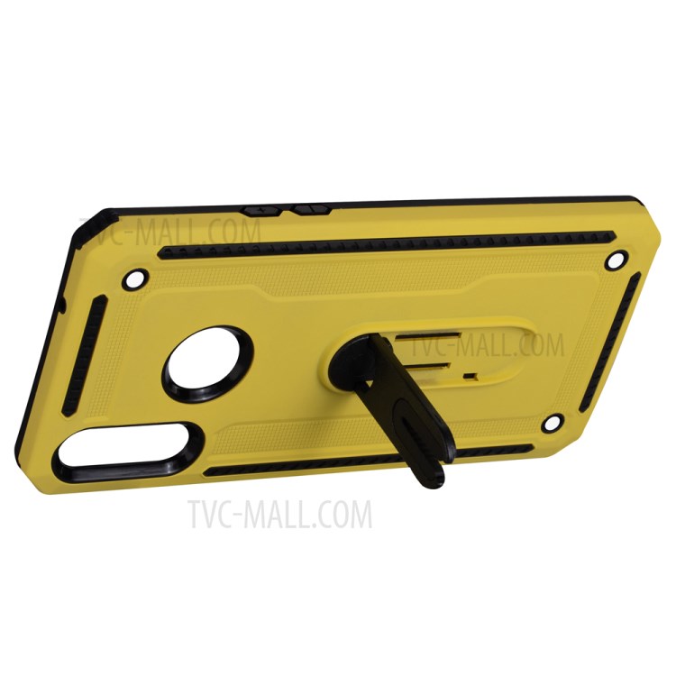Air Outlet Clip Kickstand PC + TPU Combo Case for Samsung Galaxy A20s - Yellow-4