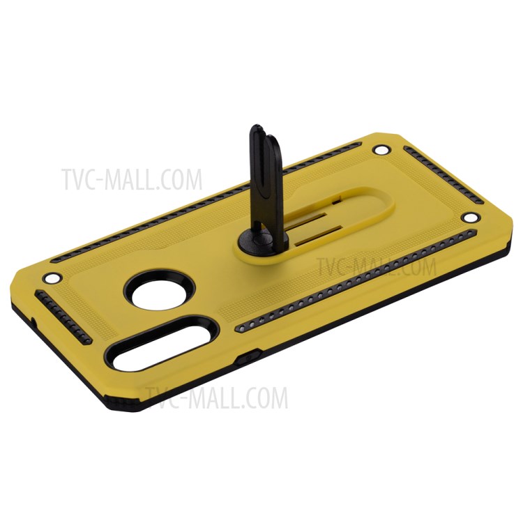 Air Outlet Clip Kickstand PC + TPU Combo Case for Samsung Galaxy A20s - Yellow-5