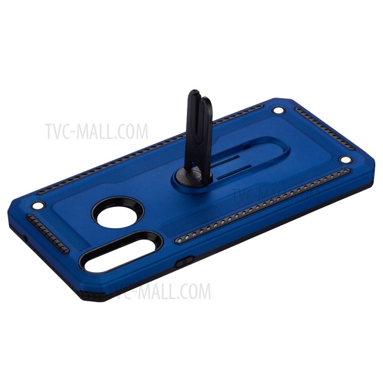 Air Outlet Clip Kickstand PC + TPU Combo Case for Samsung Galaxy A20s - Dark Blue-5