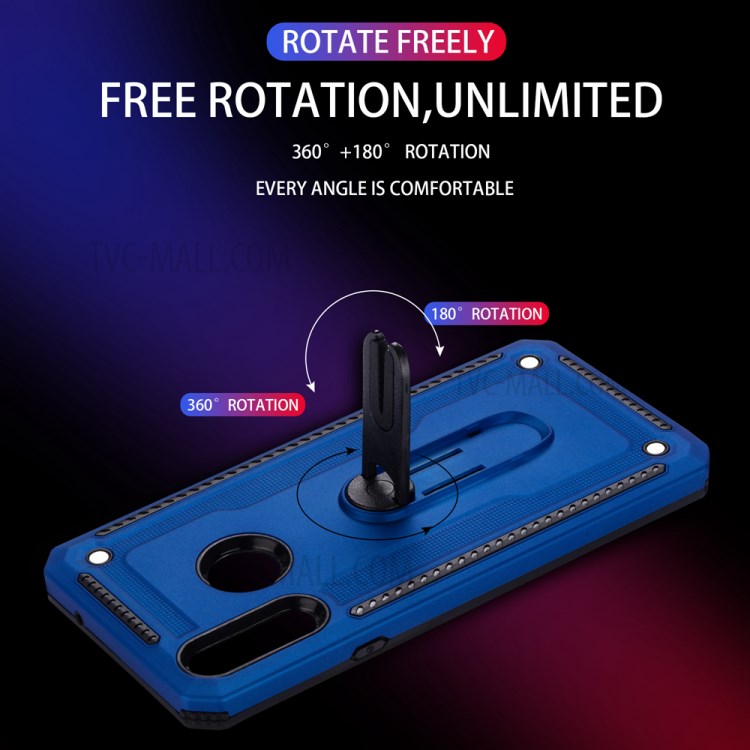 Air Outlet Clip Kickstand PC + TPU Combo Case for Samsung Galaxy A20s - Dark Blue-7