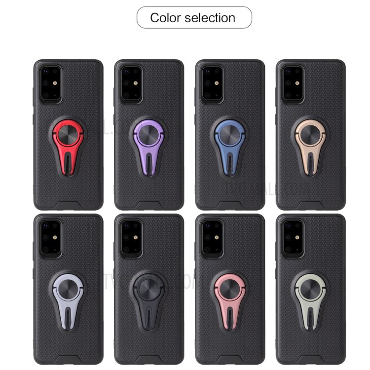 Finger Ring Air Outlet Kickstand Phone Case (Built-in Magnetic Metal Sheet) for Samsung Galaxy S20 - Red-7