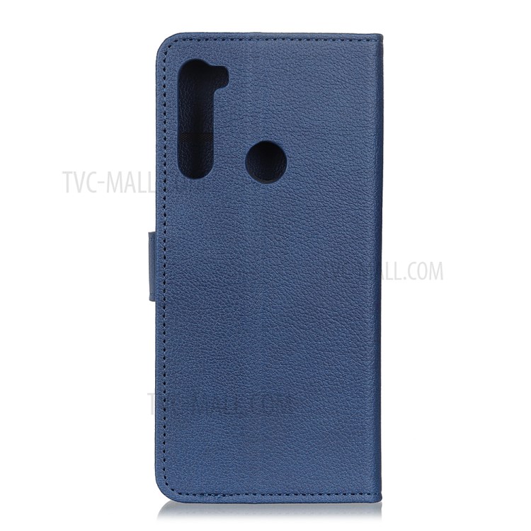 Litchi Skin Magnetic Leather Wallet Case for Samsung Galaxy A21 - Blue-8