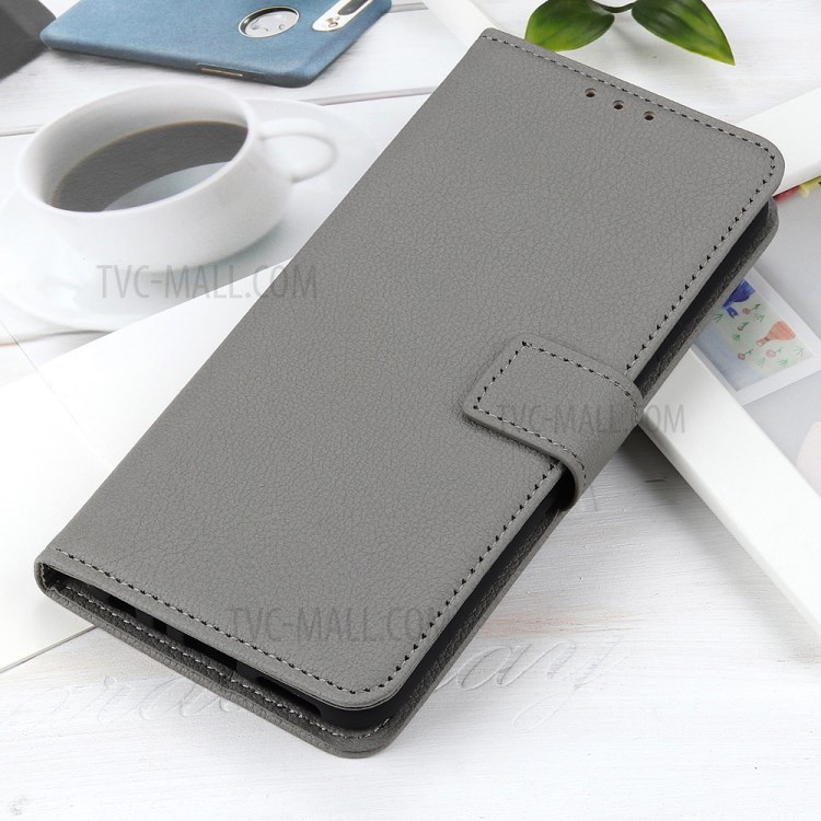 Litchi Skin PU Leather Wallet Case for Samsung Galaxy A51 - Silver-10