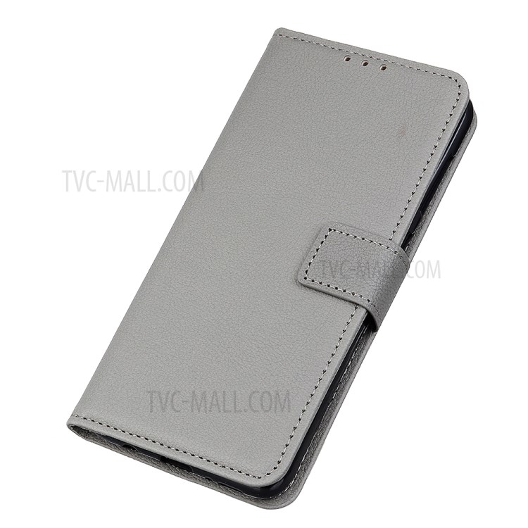 Litchi Skin PU Leather Wallet Case for Samsung Galaxy A51 - Silver-3