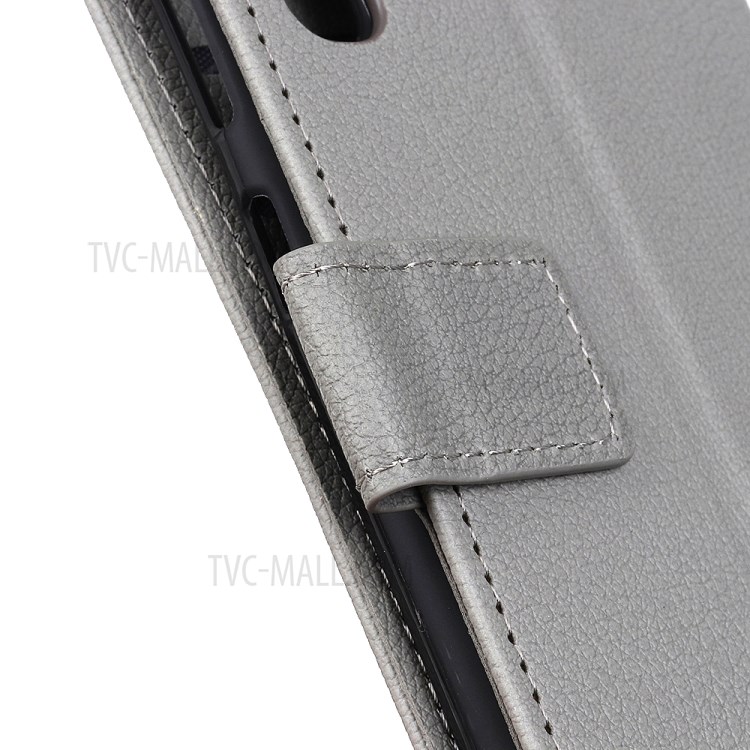 Litchi Skin PU Leather Wallet Case for Samsung Galaxy A51 - Silver-4