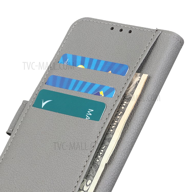 Litchi Skin PU Leather Wallet Case for Samsung Galaxy A51 - Silver-5