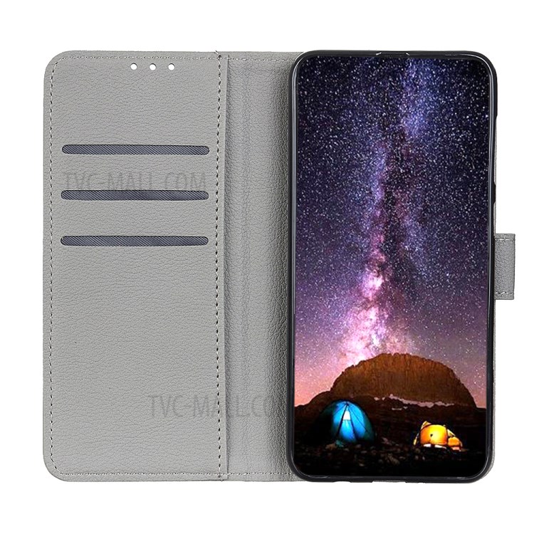 Litchi Skin PU Leather Wallet Case for Samsung Galaxy A51 - Silver-6