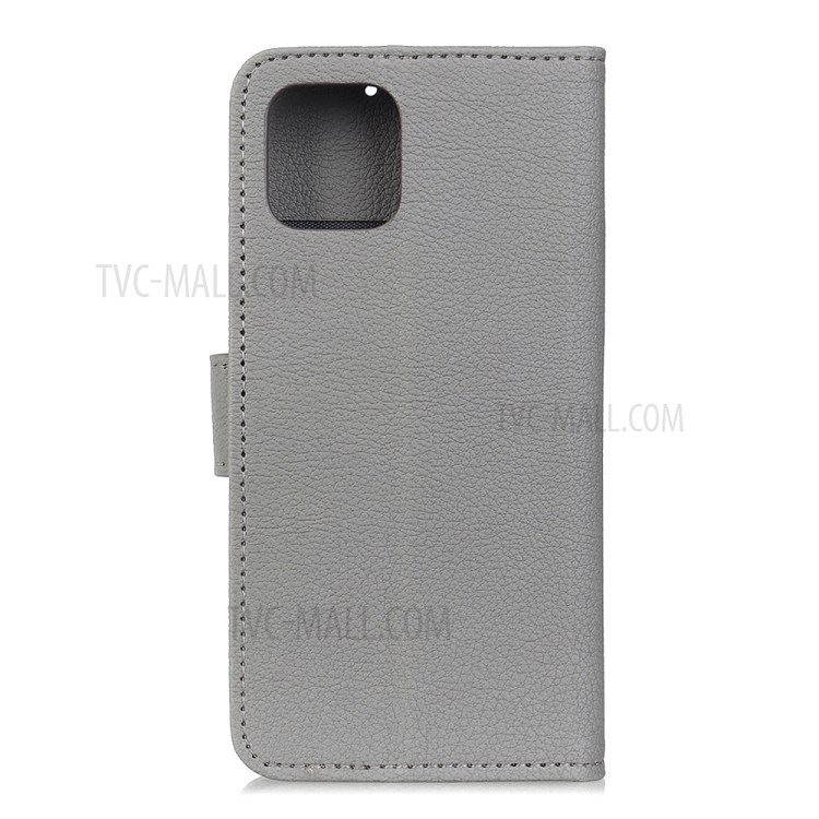 Litchi Skin PU Leather Wallet Case for Samsung Galaxy A51 - Silver-8