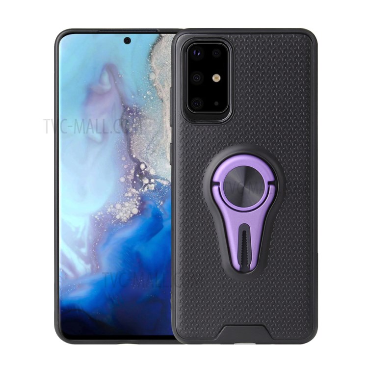 PC + TPU Built-in Magnetic Metal Sheet Finger Ring Air Outlet Kickstand Phone Case for Samsung Galaxy S20 Plus - Purple-1